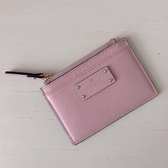 kate spade Handbags - Kate Spade Jeanne pink pebbled leather mini card holder pouch